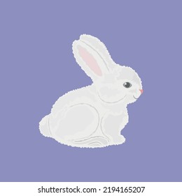 Rabbit. A white fluffy rabbit. The image of a cute fluffy bunny. Vector illustration