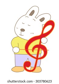 The rabbit who plays it with a G clef in substitution for a contrabass