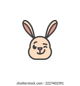 Rabbit winking face emoticon filled outline icon, line vector sign, linear colorful pictogram isolated on white. Symbol, logo illustration. Vector graphics