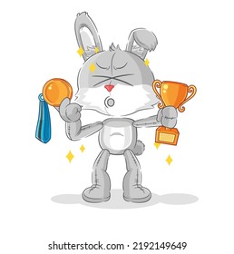 the rabbit winner with trophie. cartoon character