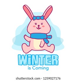 Rabbit Winter's Animal Hand Drawn Illustration