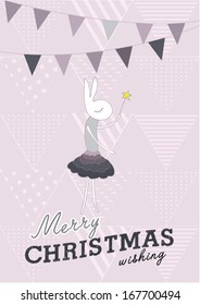 rabbit wishing poster template vector/illustration / background/ greeting card