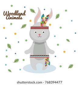 rabbit woodland animal with feather crown