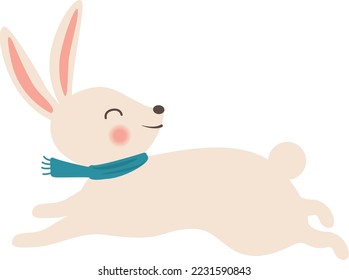 A rabbit wrapped in a muffler