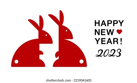 Rabbit year 2023 New Year's card material, simple and stylish illustration material for the year of the rabbit
