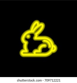 Rabbit yellow glowing neon ui ux icon. Glowing sign logo vector