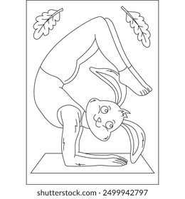rabbit yoga exercise coloring book page for kids or grown adults creative coloring mindful relaxation activity