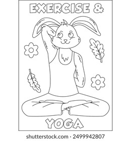 rabbit yoga exercise coloring book page for kids or grown adults creative coloring mindful relaxation activity