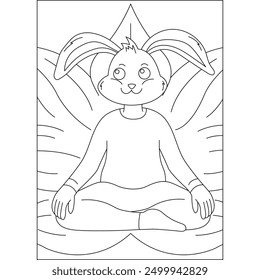 rabbit yoga exercise coloring book page for kids or grown adults creative coloring mindful relaxation activity