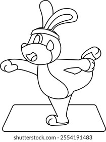 Rabbit Yoga Fitness Gymnastics Animal Vector Graphic Art Illustration