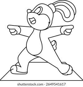 Coelho Yoga Fitness Ginástica Animal Vetor Ilustração de Arte Gráfica
