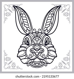 Rabbit zentangle arts isolated on white background
