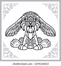 Rabbit zentangle arts isolated on white background