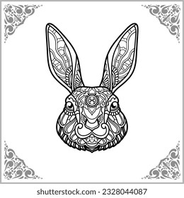 Rabbit zentangle arts isolated on white background of illustration