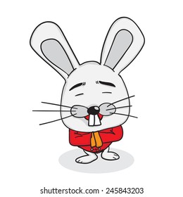 Rabbit zodiac 2023 ;cartoon in red chinese suit ,for welcome new year 