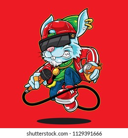 Rabbit/bunny in hiphop fashion style