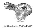 Rabbit-duck illusion. An Ambiguous image, reversible figure, and optical illusion in which a rabbit or a duck can be seen. After an unattributed drawing and earliest known version from 1892. Vector.