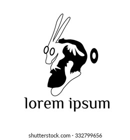 Rabbit-man silhouette vector illustration