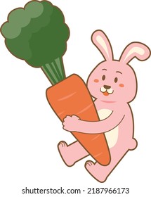Rabbit(pink) with carrot, 2023, Year of the Rabbit