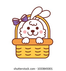 Rabbits in the basket. Vector illustration