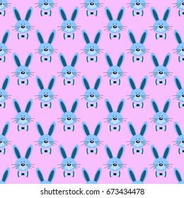 rabbits with bows seamless pattern, textile, decor, Wallpaper, printed products, cards 2