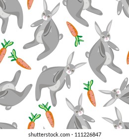 rabbits and carrots on white background seamless pattern