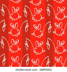 Rabbits with Carrots Seamless Illustration