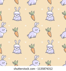 rabbits and carrots seamless pattern
