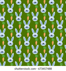 rabbits with carrots seamless pattern, textile, decor, Wallpaper, printed products, cards