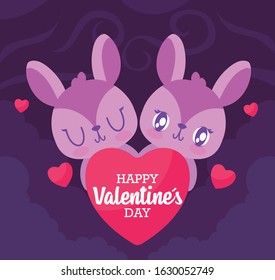 Rabbits Cartoons Heart Design Love Passion Stock Vector (Royalty Free ...