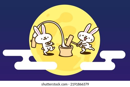 Rabbit's character illustration series "Moon and Mochi"