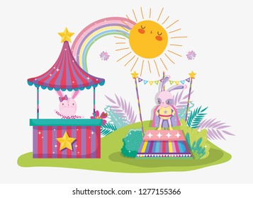 rabbits costume with circus store and show