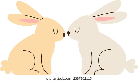 Rabbits Couple Animal Vector Illustration