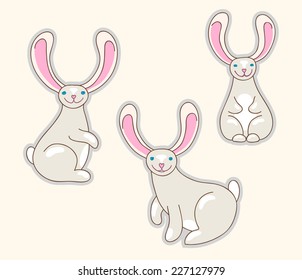 Rabbits. Cute bunny animalistic cartoon characters