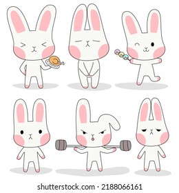 rabbits cute set  character design for decoration , design , clipart 