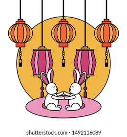 Rabbits design, Mid autumn festival china oriental celebration and traditional theme Vector illustration