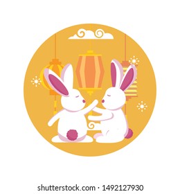 Rabbits design, Mid autumn festival china oriental celebration and traditional theme Vector illustration