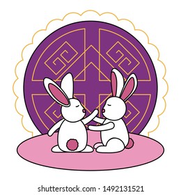 Rabbits design, Mid autumn festival china oriental celebration and traditional theme Vector illustration