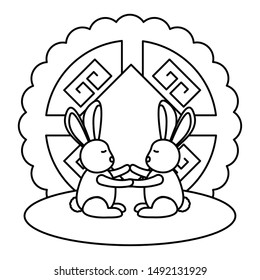 Rabbits design, Mid autumn festival china oriental celebration and traditional theme Vector illustration