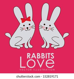 rabbits design over pink background vector illustration  