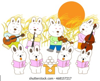 Rabbits doing a concert on the day of the full moon.
