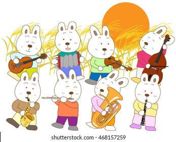 Rabbits doing a concert on the day of the full moon.