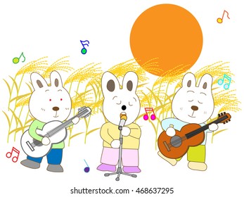 Rabbits doing a concert on the day of the full moon.