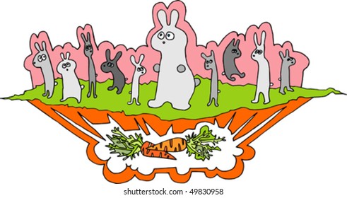 rabbits dreaming about carrot