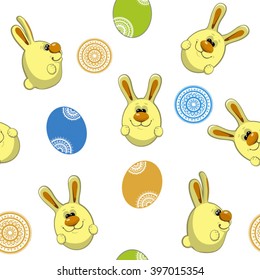 rabbits and Easter eggs seamless pattern