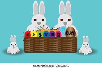 Rabbits and eggs on Easter