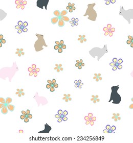 rabbits and flowers