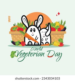 Rabbits harvested full baskets of vegetables on World vegeterian Day	