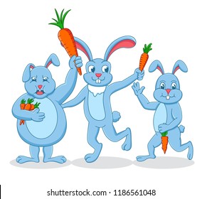rabbits holding carrot