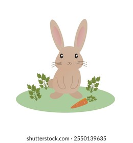 rabbits hugging and eating carrots 